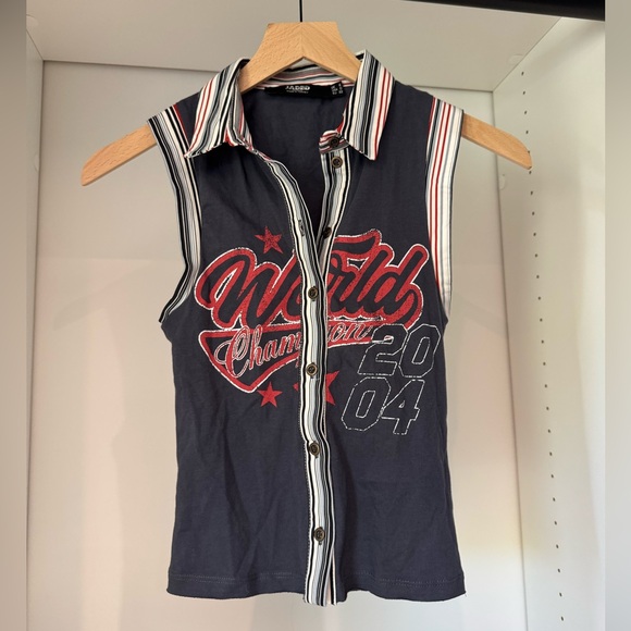 Jaded London Tops - Jaded London Navy Top with Stripes